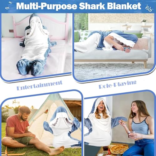 Super Soft Flannel Shark Hoodie for Adults/Kids