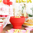 Axooms Microwave Popcorn Bowl with Lid and Comfortable Built-in Handles, Silicone Popcorn Maker, Foldable & Dishwasher Safe Bowl - Large Bowl Holds Up to 15 Cups of Popcorn (Red)