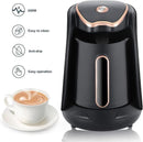 Axooms 600W Electric Turkish Coffee Maker – Fast Heating, 0.5L Single Serve for Turkish, Greek & Arabic Coffee with Auto Shut-Off, Drip-Free Spout & Comfortable Handle (Elegant Black & Gold Design)