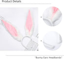 Axooms Faux Fur Bunny Ear Headband for Women's Costume Parties, White