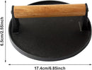 Axooms Cast Iron Grill Press, Heavy Duty Multi-Function - Meat, Sandwich & Bacon Press - Round Burger Maker for Kitchen