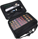 Axooms Three-Tier Large-Capacity Makeup Organizer Case for Brushes, Cosmetics, Curling Iron, and Hair Straightener