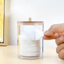 Axooms Round Cotton Swab Holder with Bamboo Lid, Cotton Ball and Cotton Bud Organizer for Bathroom, Vanity, and Sink