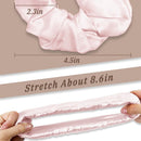 Axooms Large Silk Scrunchies for Women & Sleeping, 4 Pieces - Pink, White, Light Gold & Dark Pink, 6 cm