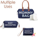 Axooms Mom's Hospital Bag, Labor and Delivery Bag, Diaper Bag, 3-Piece Set, 15.7 x 8 x 10.6 Inches, Navy Blue Nylon