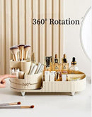 Axooms Desktop Makeup Organizer & Cosmetics Storage Box with Makeup Brush and Eyeshadow Palette Holder, Ivory