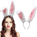 Axooms Faux Fur Bunny Ear Headband for Women's Costume Parties, White