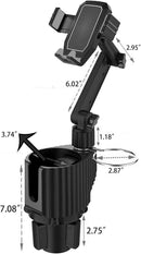 Axooms Universal 3-in-1 Car Cup Holder and Phone Mount, Expandable Base, Black