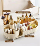Axooms Desktop Makeup Organizer & Cosmetics Storage Box with Makeup Brush and Eyeshadow Palette Holder, Ivory