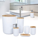 Axooms Bamboo Bathroom Accessories Set, 6 Pieces, Toilet Brush, Soap Dispenser, Wastebasket, and Holders