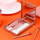 Axooms Portable 5-Piece Travel Makeup Brush Set with Case & Mirror for Face, Brows, Blush & Lip Gloss, Pink