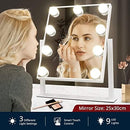 Axooms Hollywood Lighted Makeup Mirror with 9 Dimmable LED Bulbs, 3 Light Colors, Smart Touch Control & 360° Rotation