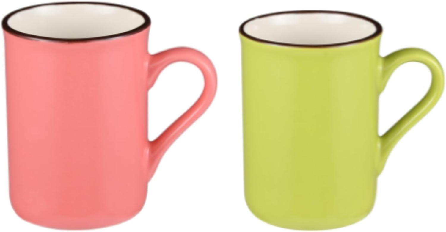 Axooms 5-Piece Stoneware Mug Set with Chrome Stand — 4 Colorful 280 ml Mugs for Coffee & Tea