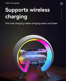 Axooms RGB Sunrise Alarm Clock with Wireless Charger, Bluetooth Speaker, Ambient Night Light, and Wake-Up Lamp