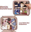 Axooms Women’s Hanging Toiletry Bag, Large Waterproof Travel Makeup Organizer with Full-Size Elastic Straps, Pink