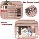 Axooms Women’s Hanging Toiletry Bag, Large Waterproof Travel Makeup Organizer with Full-Size Elastic Straps, Pink