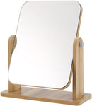 Axooms Vanity Mirror with Bamboo Stand, 360° Rotating Portable Tabletop Makeup Mirror for Office, Bathroom & Bedroom (Square)