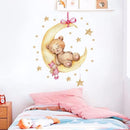 Axooms Sleeping Bear on the Moon and Stars Wall Stickers for Kids Room Decor (Bear)