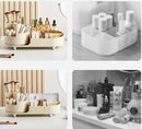 Axooms Desktop Makeup Organizer & Cosmetics Storage Box with Makeup Brush and Eyeshadow Palette Holder, Ivory