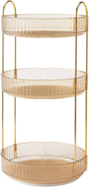 Axooms Three-Tier 360° Rotating Makeup Organizer, Large-Capacity Perfume and Skincare Storage, Yellow
