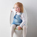 Axooms TOSSIG Toilet Training Seat, White/Green (Polypropylene Plastic, Synthetic Rubber)