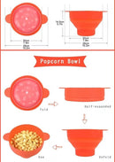 Axooms Microwave Popcorn Bowl with Lid and Comfortable Built-in Handles, Silicone Popcorn Maker, Foldable & Dishwasher Safe Bowl - Large Bowl Holds Up to 15 Cups of Popcorn (Red)
