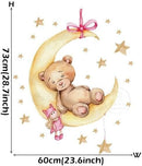 Axooms Sleeping Bear on the Moon and Stars Wall Stickers for Kids Room Decor (Bear)