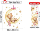 Axooms Sleeping Bear on the Moon and Stars Wall Stickers for Kids Room Decor (Bear)