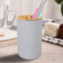 Axooms Bamboo Bathroom Accessories Set, 6 Pieces, Toilet Brush, Soap Dispenser, Wastebasket, and Holders