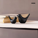 Axooms Small Animal Figurines - Black Bird Statues for Home Decor, Modern Ceramic Desktop & Bookshelf Decor for Bedroom, Living Room, Cabinet & Coffee Table (Black, 2 Pieces)