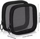 Axooms 2-Pack Black Nylon Mesh Cosmetic Pouches with Zippers, 11.5 × 11.5 cm Travel Makeup Bags