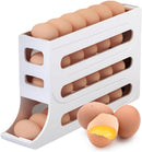 Axooms 4-Layer Automatic Rotating Egg Dispenser for Refrigerator – Space-Saving Gravity-Fed Egg Organizer, Holds 30 Eggs, White, Size L