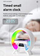 Axooms RGB Sunrise Alarm Clock with Wireless Charger, Bluetooth Speaker, Ambient Night Light, and Wake-Up Lamp