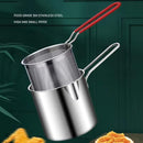 Axooms Small Stainless Steel Deep Frying Pot with Basket, 1200ml Capacity, Long Handle – For French Fries, Shrimp, Fish, Chicken Wings, Butter, Sauce, Broth & Pasta (Silver)
