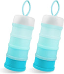 2-Pack Travel Baby Formula Dispenser, 4-Layer Spill-Proof, Stackable, BPA-Free Container - Blue