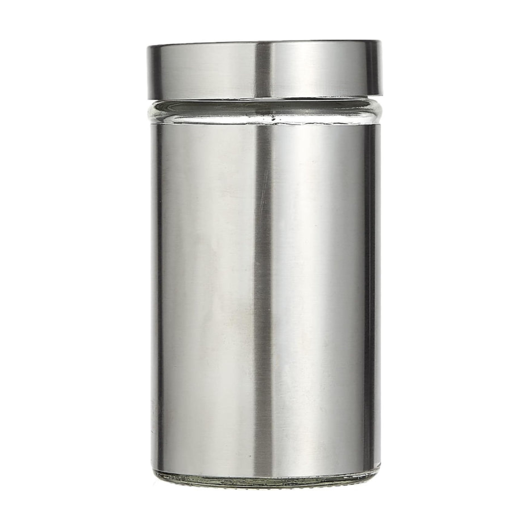 Axooms Glass Canister Set with Stainless Steel Coat – 3-Piece Airtight Jars with Window (8.5×20.5 cm, 15.5 cm, 10.5 cm)