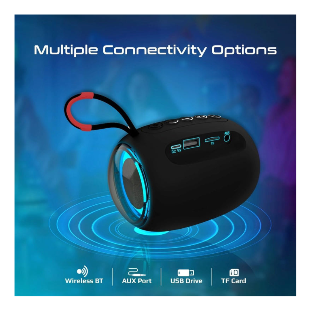 Axooms Capsule-3 Bluetooth Speaker – 5W Portable with LED Lights, TWS, BT 5.3, AUX/USB/TF Speaker