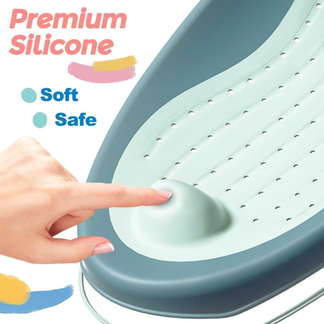 Axooms Foldable Baby Bath Seat – Non-Slip Infant Bath Support, Soft Mesh & Quick-Dry | Portable, Ergonomic (0–12 Months)