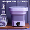 Axooms Foldable Washing Machine, Portable Mini Automatic Washing Machine, Lightweight Underwear Washer for Travel, Camping, Apartments and Laundry (Purple)