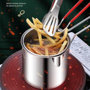 Axooms Small Stainless Steel Deep Frying Pot with Basket, 1200ml Capacity, Long Handle – For French Fries, Shrimp, Fish, Chicken Wings, Butter, Sauce, Broth & Pasta (Silver)
