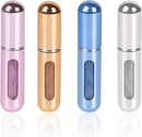 Axooms 4-Pack Refillable 5 ml Perfume Atomizer Spray Bottles with Zippered Pouch, Travel-Size, Assorted Colors