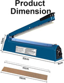 16-Inch (400mm) Heavy Duty Impulse Heat Sealer PFS-400 | Manual Bag Sealing Machine for Plastic, Poly, Mylar & Shrink Wrap | Food Packaging & Laminated Film Sealer | Spare Parts Kit Included | Blue