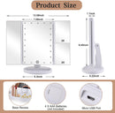 Axooms Tri-Fold LED Vanity Mirror, 1X/2X/3X Magnification, 21 Lights, Touch Control, 180° Rotation