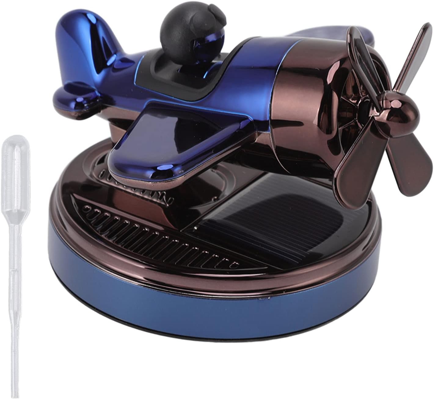 Axooms Solar Helicopter Car Air Freshener – Metal + ABS Aromatherapy Diffuser with Rotating Turbine, Multi-Porous Scent Release & LED Accent (Essential-Oil Pads)