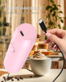 CIRCLE JOY Rechargeable Milk Frother Handheld with Stand, Dual Spring Whisk Head Electric Coffee Frother Foam Maker, Portable Drink Mixer for Cappuccino, Latte, Matcha, Black