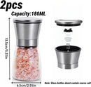 Axooms Salt & Pepper Grinder Set, Manual Refillable & Adjustable Pepper Mill, Professional Spice & Seed Grinder for Home, Kitchen & Outdoor Use (2-Pack)