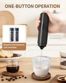 CIRCLE JOY Rechargeable Milk Frother Handheld with Stand, Dual Spring Whisk Head Electric Coffee Frother Foam Maker, Portable Drink Mixer for Cappuccino, Latte, Matcha, Black