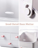 Axooms Makeup Organizer with Dustproof Lid, Carry Handle and Drawers, Large Cosmetics Storage Box for Bathroom, Countertop, Bedroom and Closet