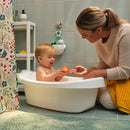 Axooms Lightweight Portable Baby Bathtub for Infants and Toddlers - White/Turquoise