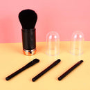 Axooms 4-in-1 Retractable Makeup Brush Set, Portable Travel Powder, Highlighter, Eyeshadow, and Lip Brushes, Pink